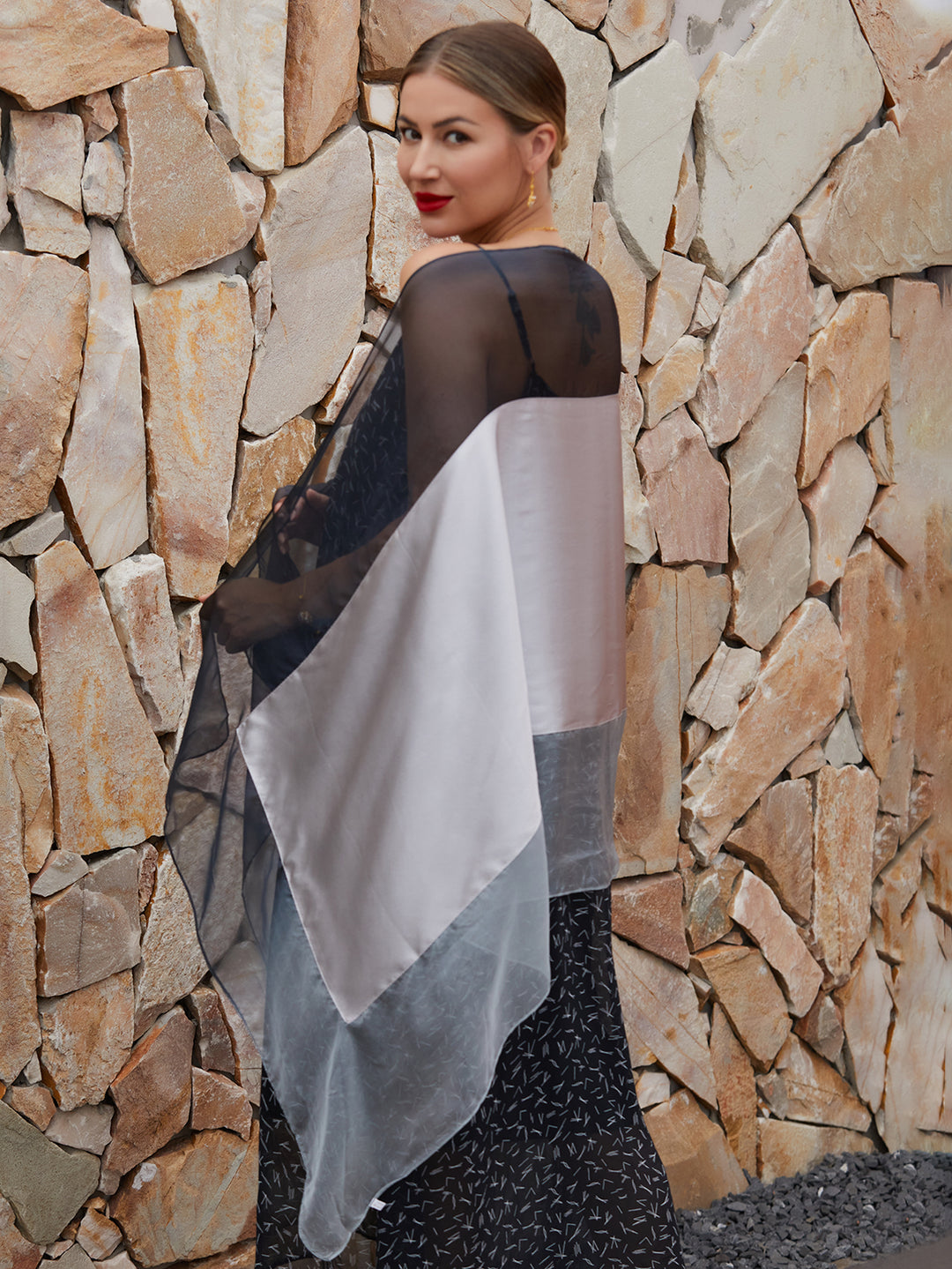 Handmade Suzhou Embroidery Orchid Silk Scarf with Sheer Wrap