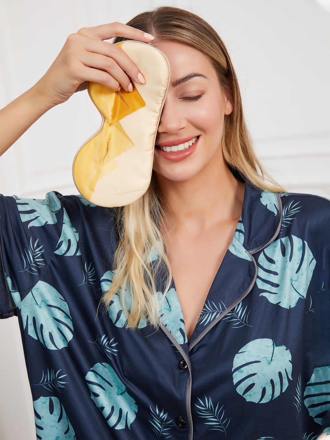 Golden Yellow Silk Mask: Imperial Pyramid Design & Breathable Comfort