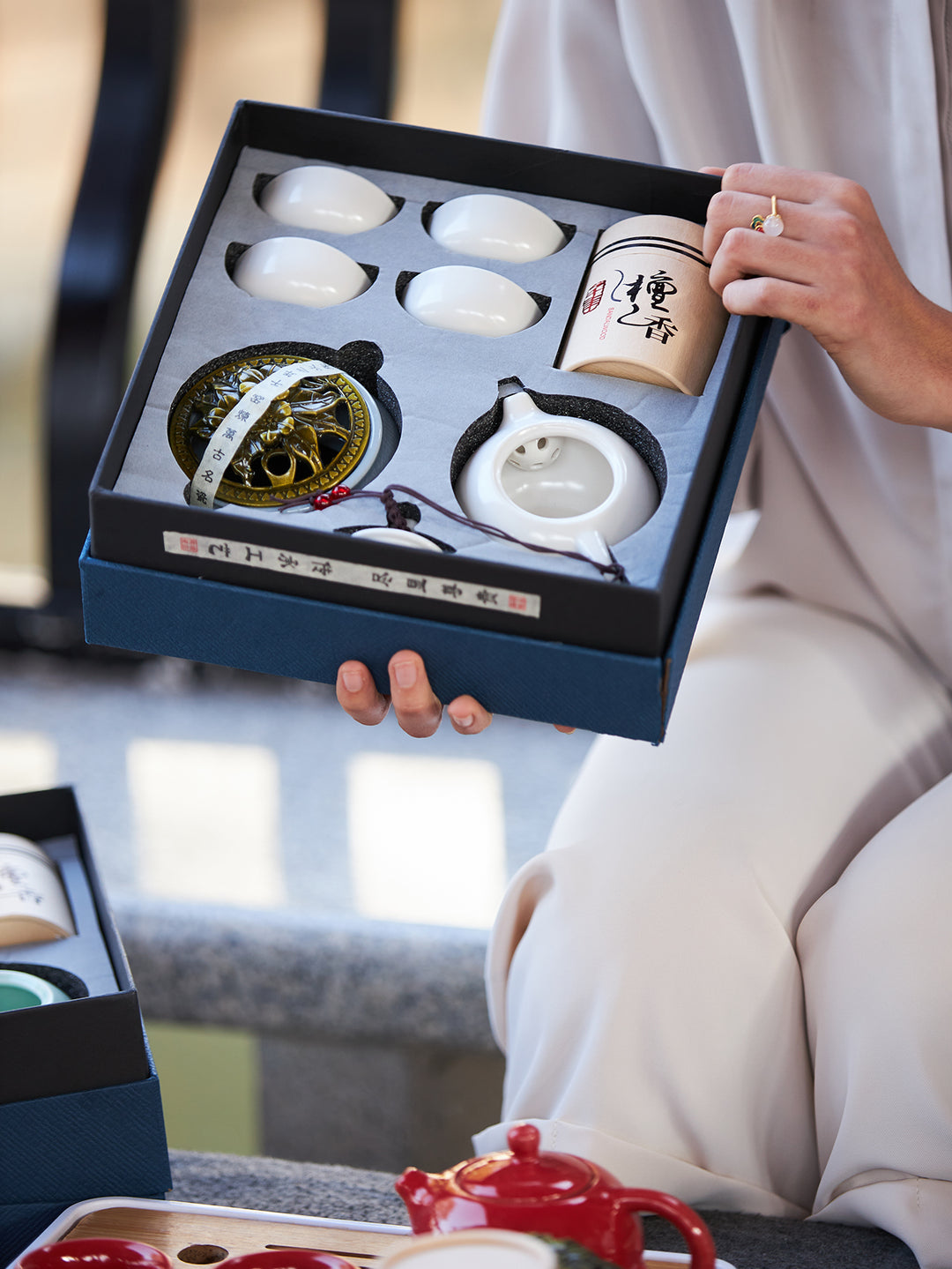 Juego de té de cerámica portátil Dehua Artisan: saboree la elegancia en cualquier lugar