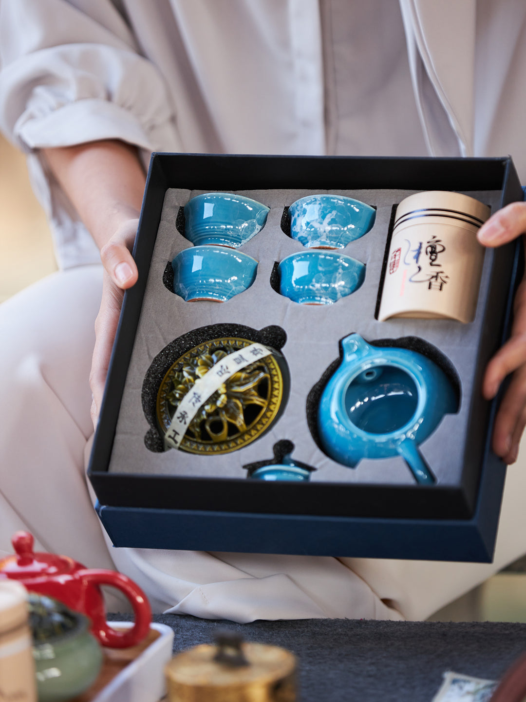 Juego de té de cerámica portátil Dehua Artisan: saboree la elegancia en cualquier lugar