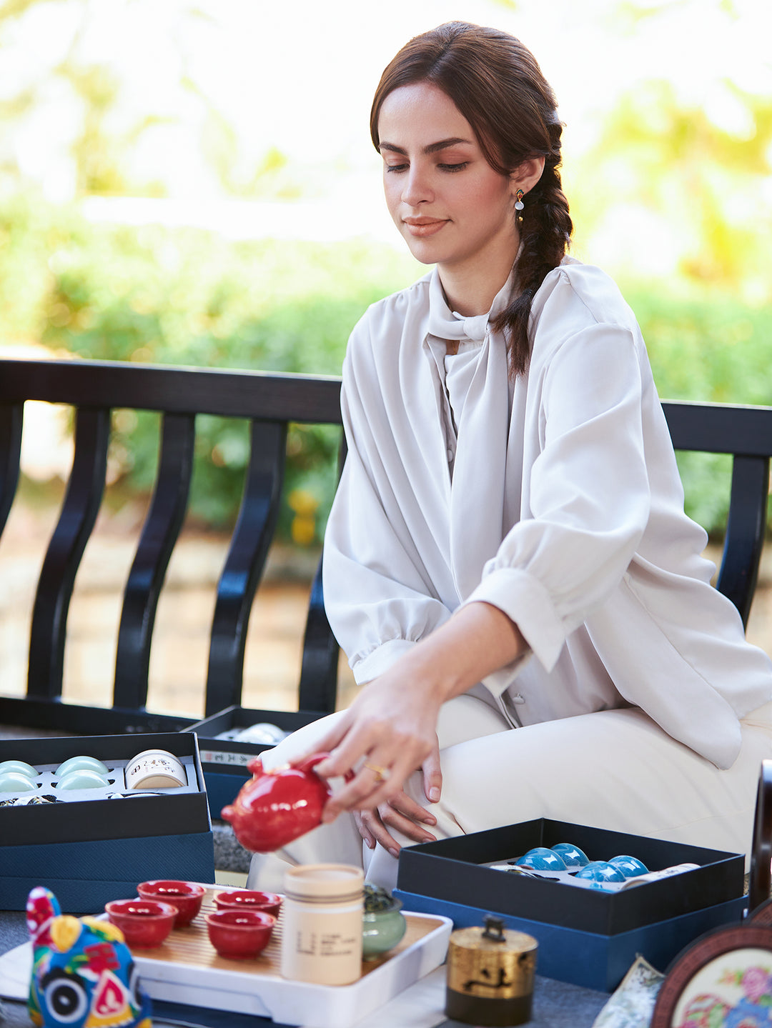 Juego de té de cerámica portátil Dehua Artisan: saboree la elegancia en cualquier lugar