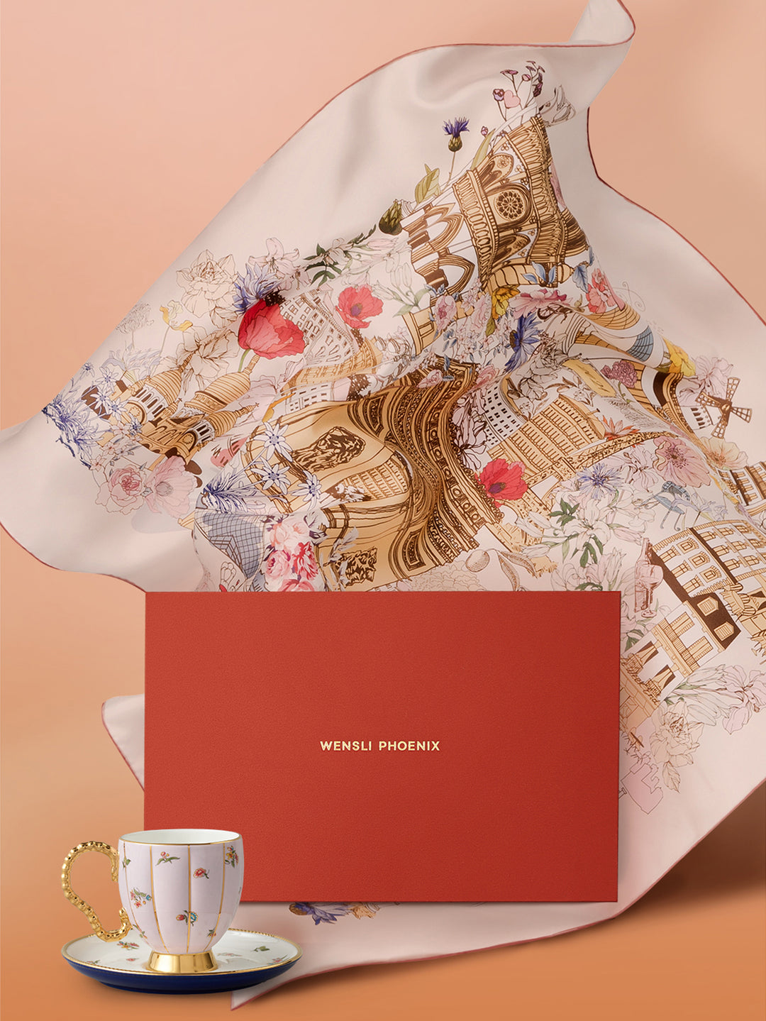 Craftsmanship Mulberry Silk and Porcelain Set, Wensli Phoenix Home Elegance Refined