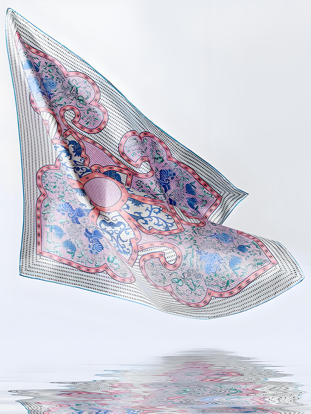 Exquisite Mulberry Silk Double-sided Printed Middle Square Scarf, Wensli Dawn Glow Prelude Collection