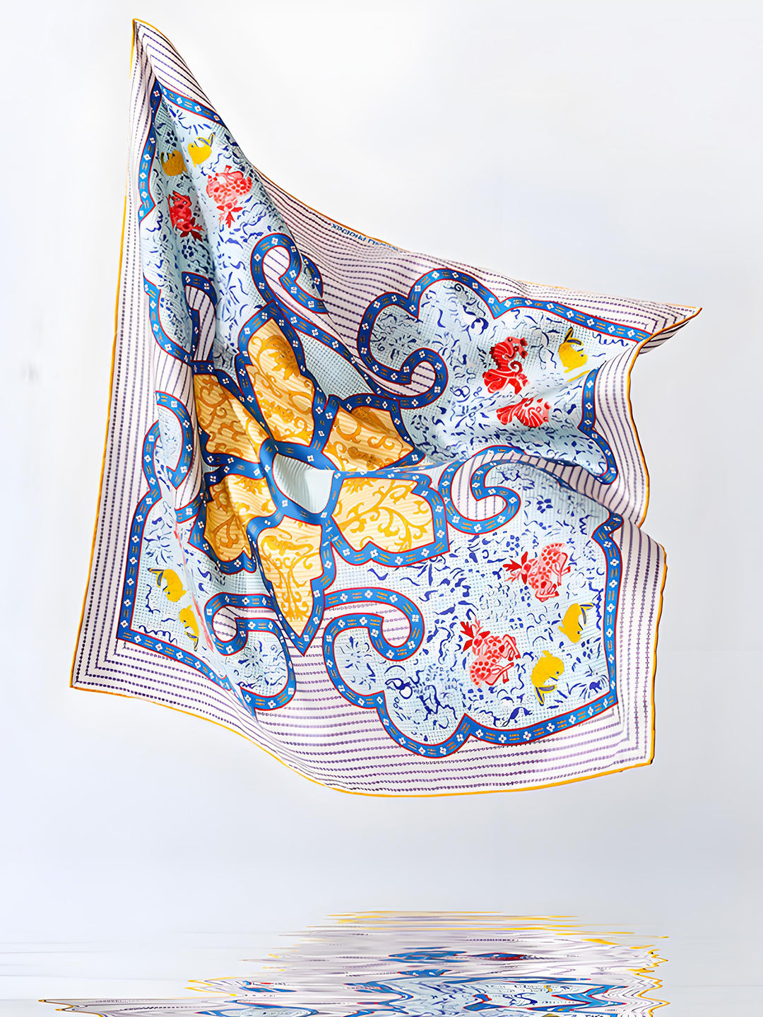 Exquisite Mulberry Silk Double-sided Printed Middle Square Scarf, Wensli Dawn Glow Prelude Collection