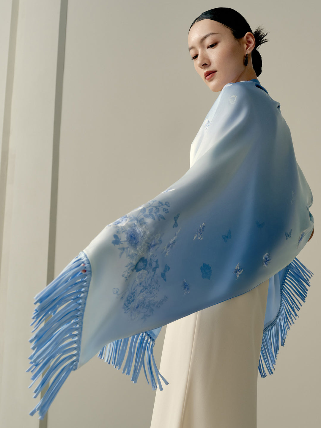 Luxury Mulberry Silk Scarf Gift Set, Dreaming with Painted Butterflies, Wensli New Collection