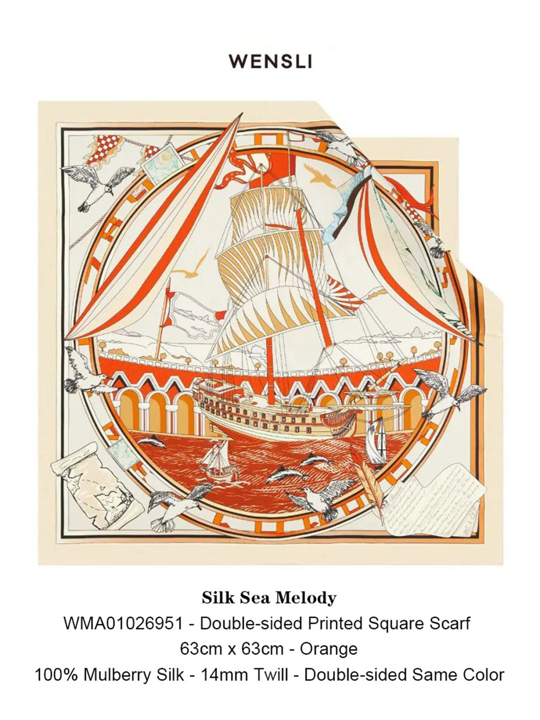 Exquisite Pure Mulberry Silk Medium Square Scarf for Women – Double-Sided Print – Wensli Elegance of the Silk Sea
