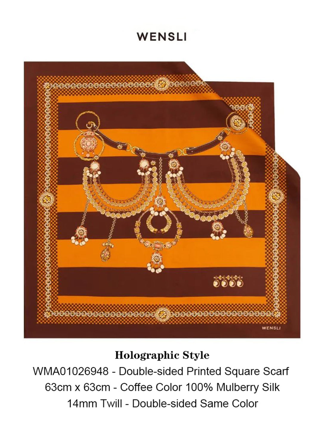 Exquisite Mulberry Silk Medium Square Scarf for Women – Double-Sided Print – Wensli Auspicious Persimmon Ode and Iridescent Elegance