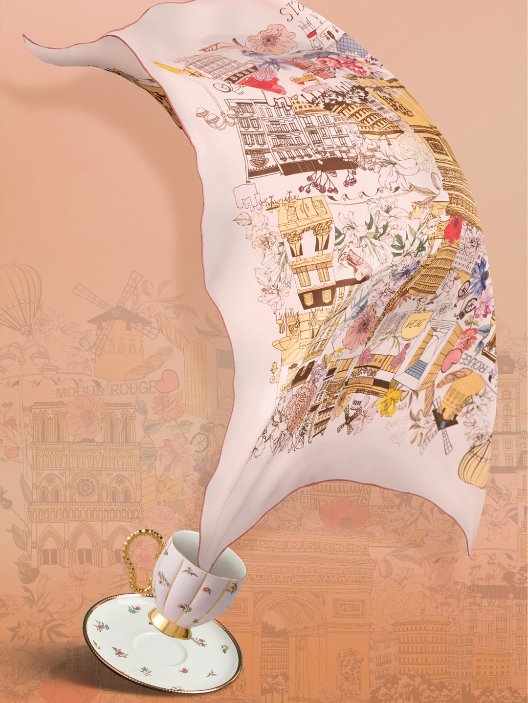 Craftsmanship Mulberry Silk and Porcelain Set, Wensli Phoenix Home Elegance Refined