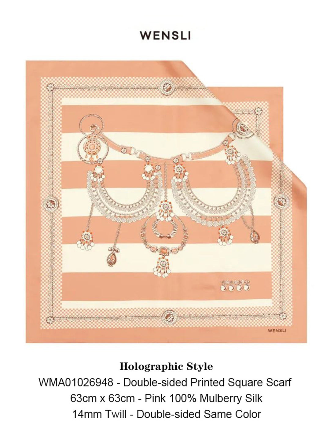 Exquisite Mulberry Silk Medium Square Scarf for Women – Double-Sided Print – Wensli Auspicious Persimmon Ode and Iridescent Elegance