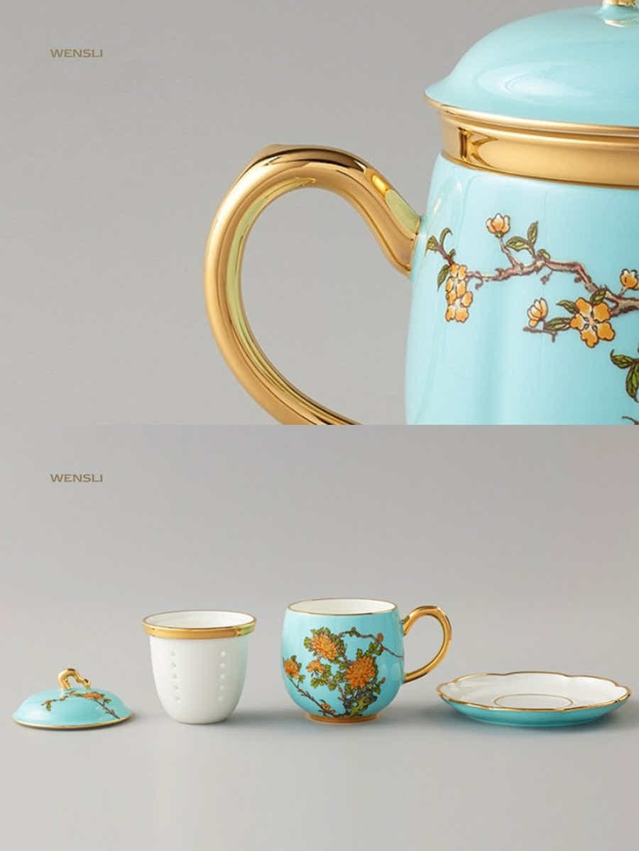 18 Momme Silk & Porcelain Set: Hangzhou Heritage, Breathable Luxury - Yomkey