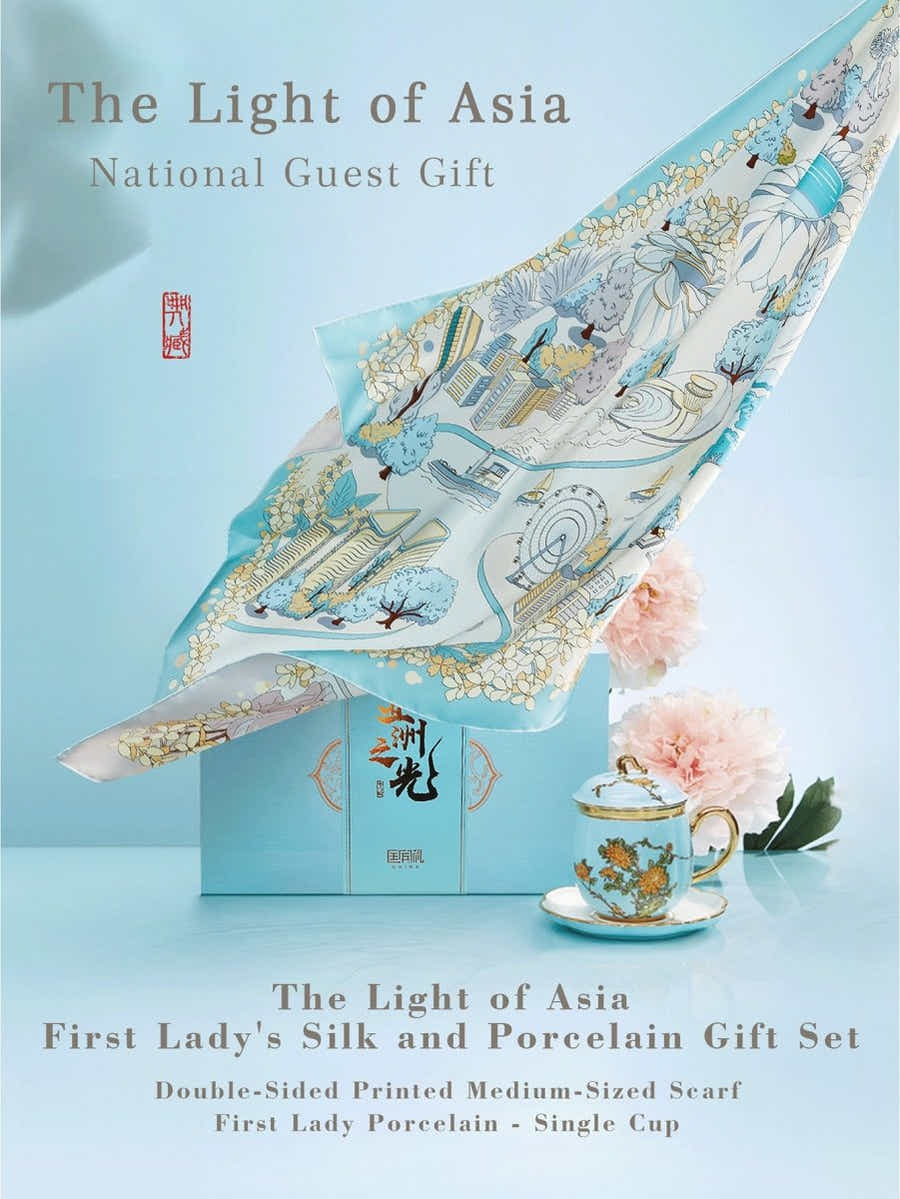 18 Momme Silk & Porcelain Set: Hangzhou Heritage, Breathable Luxury - Yomkey