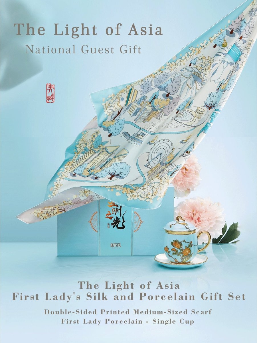 18 Momme Silk & Porcelain Set: Hangzhou Heritage, Breathable Luxury - Yomkey