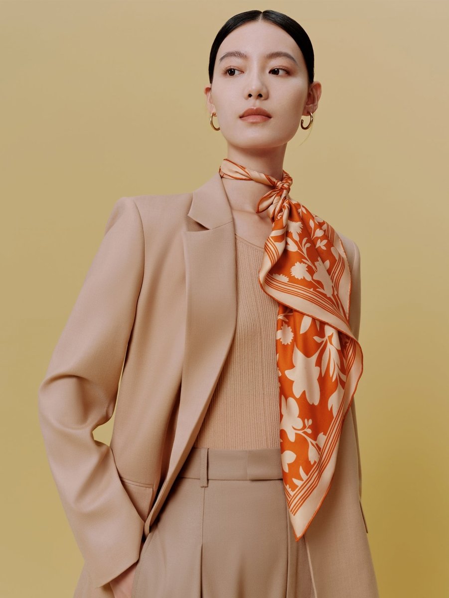 18 Momme Silk Scarf: Breathable, Lightly Painted Floral Elegance - Yomkey