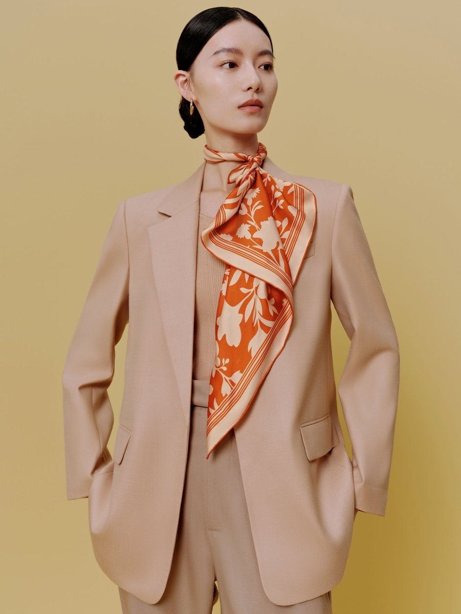 18 Momme Silk Scarf: Breathable, Lightly Painted Floral Elegance - Yomkey