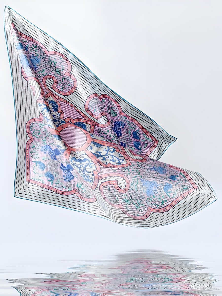 18 Momme Silk Scarf: Breathable Qilin & Deer Symbolism, Wensli Luxury - Yomkey