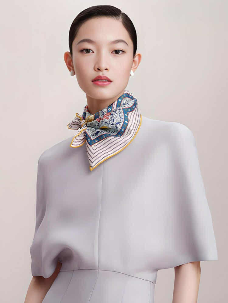 18 Momme Silk Scarf: Breathable Qilin & Deer Symbolism, Wensli Luxury - Yomkey