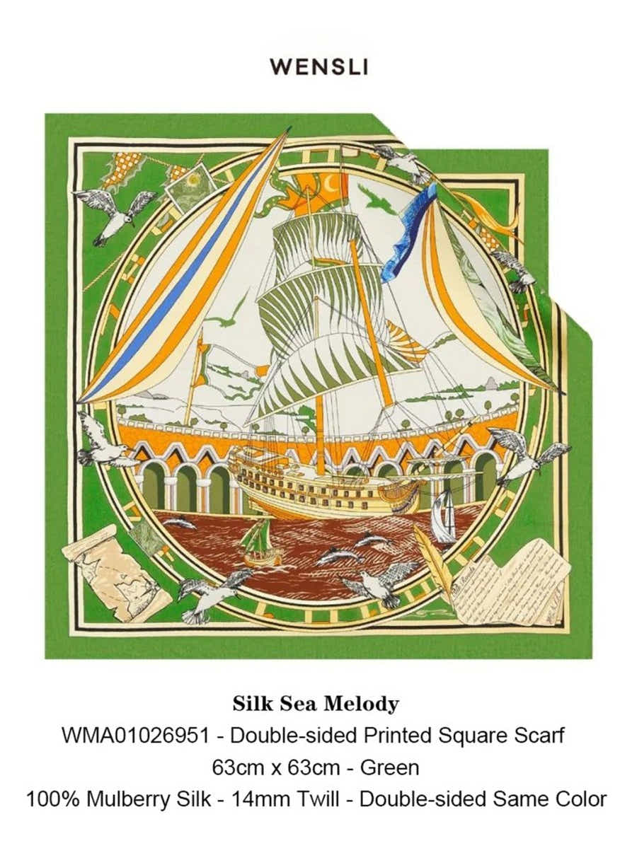 18 Momme Silk Scarf: Breathable, Silk Sea Charm Art & Modern Elegance - Yomkey