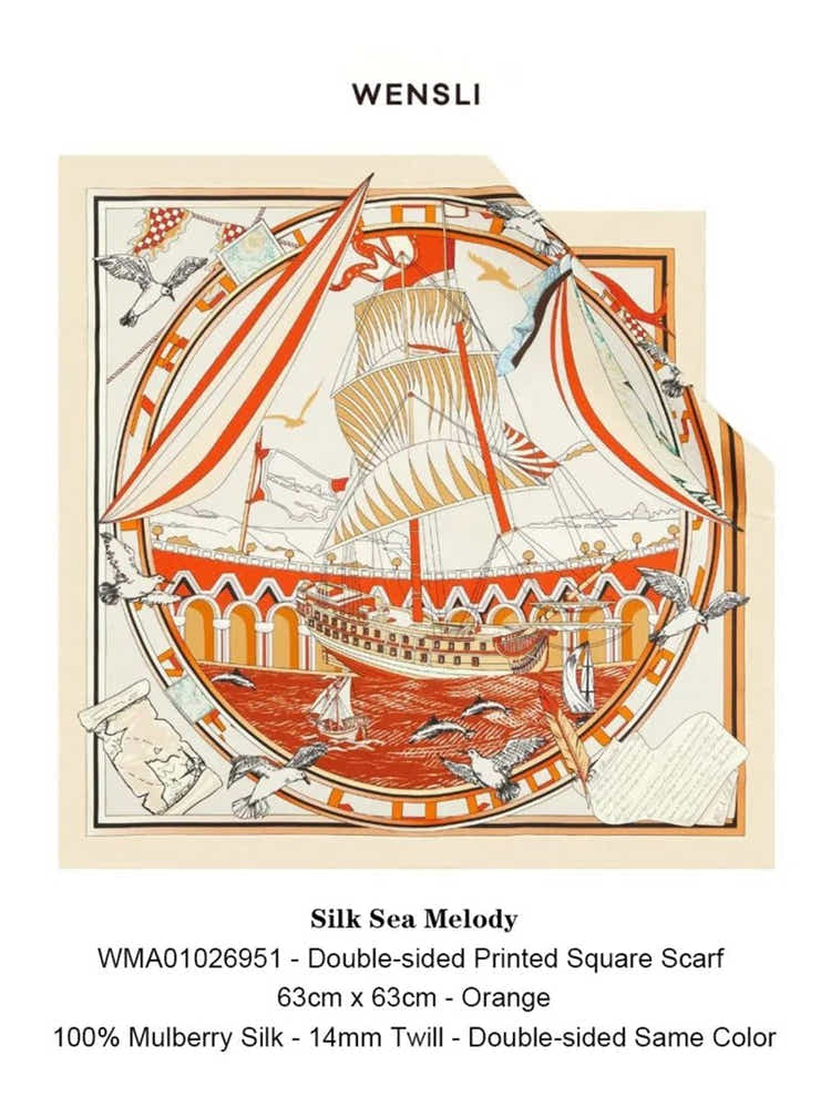 18 Momme Silk Scarf: Breathable, Silk Sea Charm Art & Modern Elegance - Yomkey