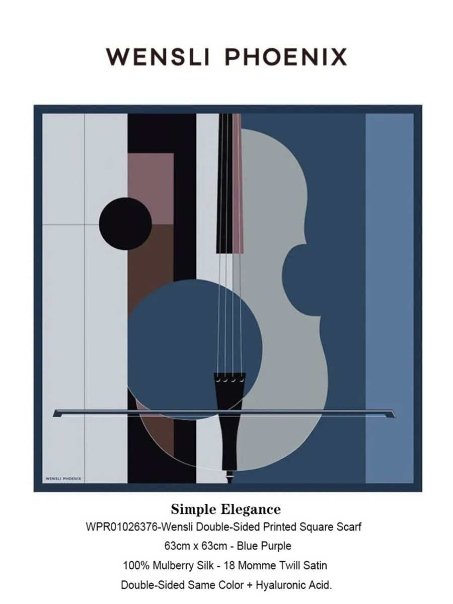 18 Momme Silk Scarf: Geometric Music Art, Breathable Luxury - Yomkey