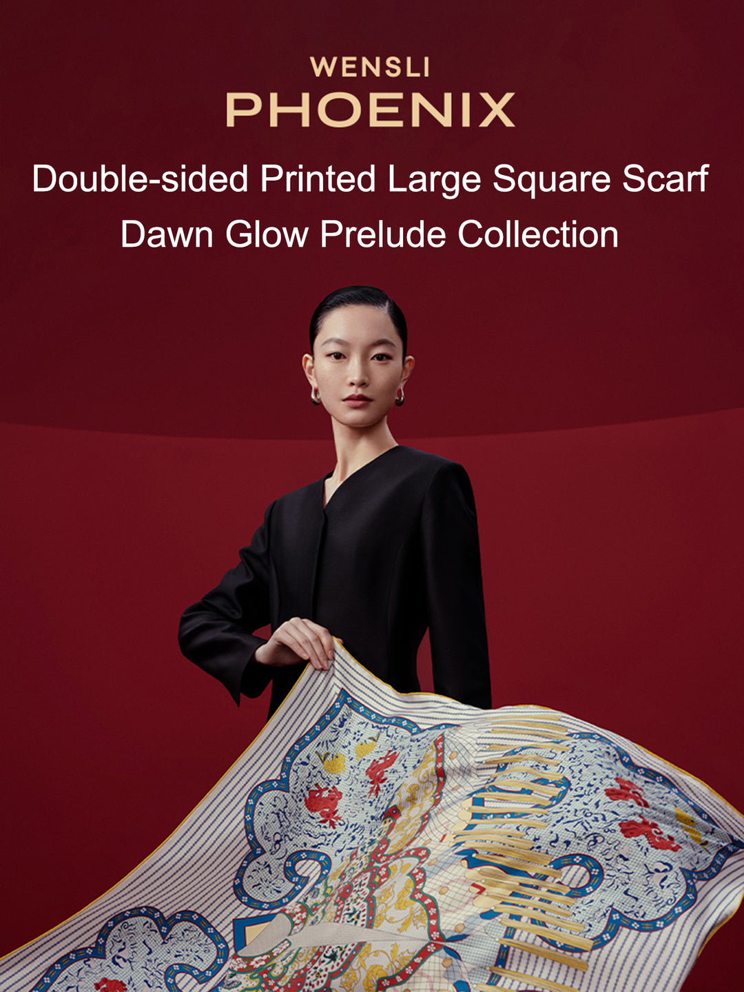Craftsmanship Mulberry Silk Double-sided Printed Large Square Scarf, Wensli Dawn Glow Prelude Collection