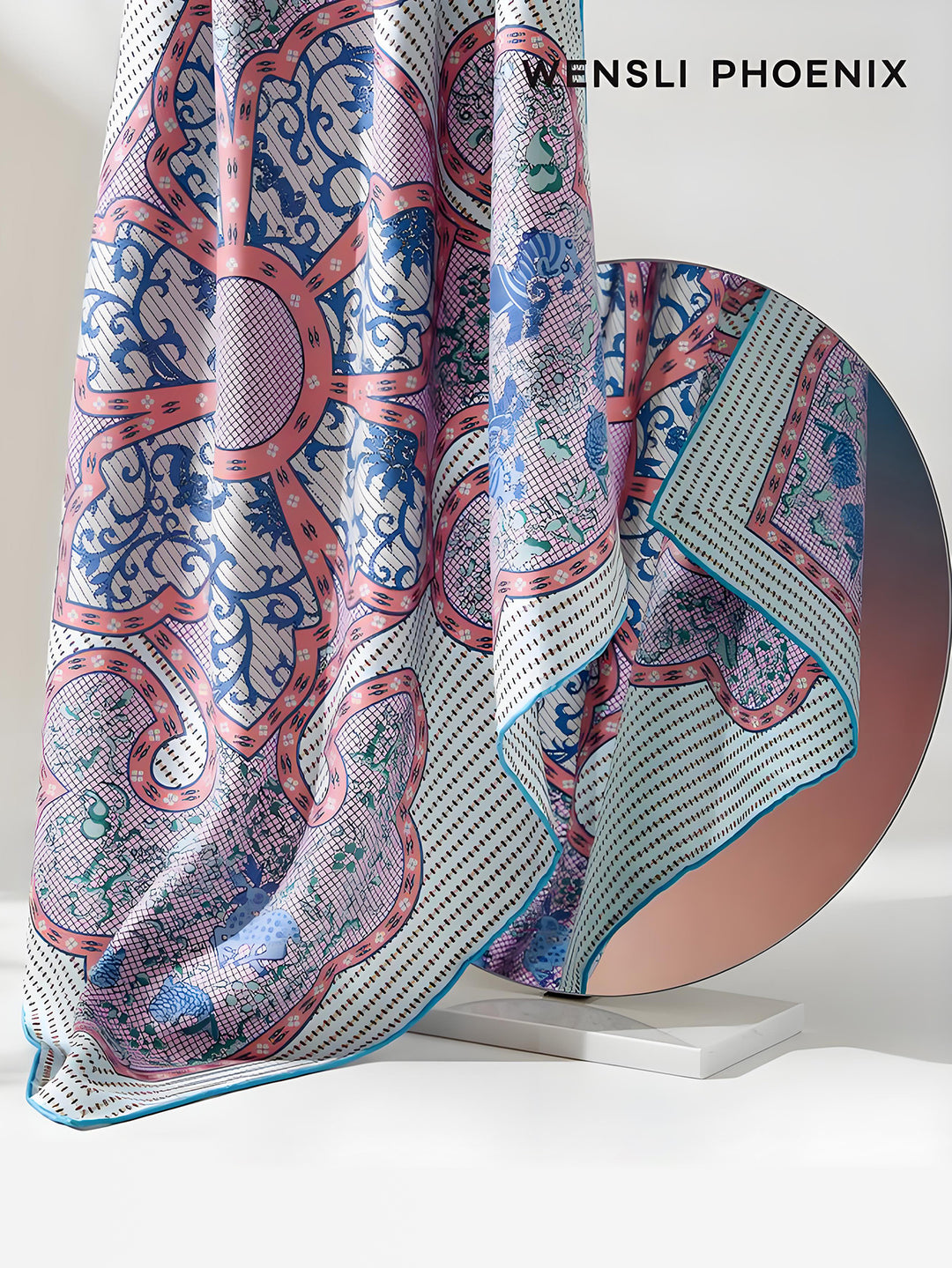 Exquisite Mulberry Silk Double-sided Printed Middle Square Scarf, Wensli Dawn Glow Prelude Collection