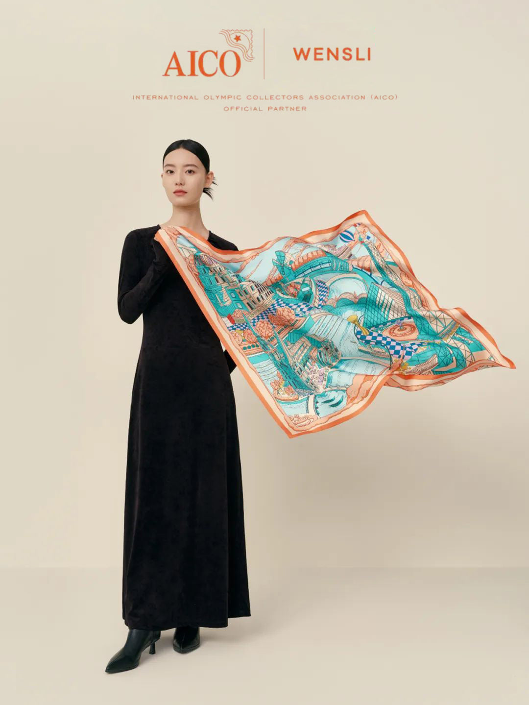Craftsmanship Mulberry Silk Scarf for Women, Large Square Silk Scarf, Double-Sided Printed, Wensli Impression of Paris Set