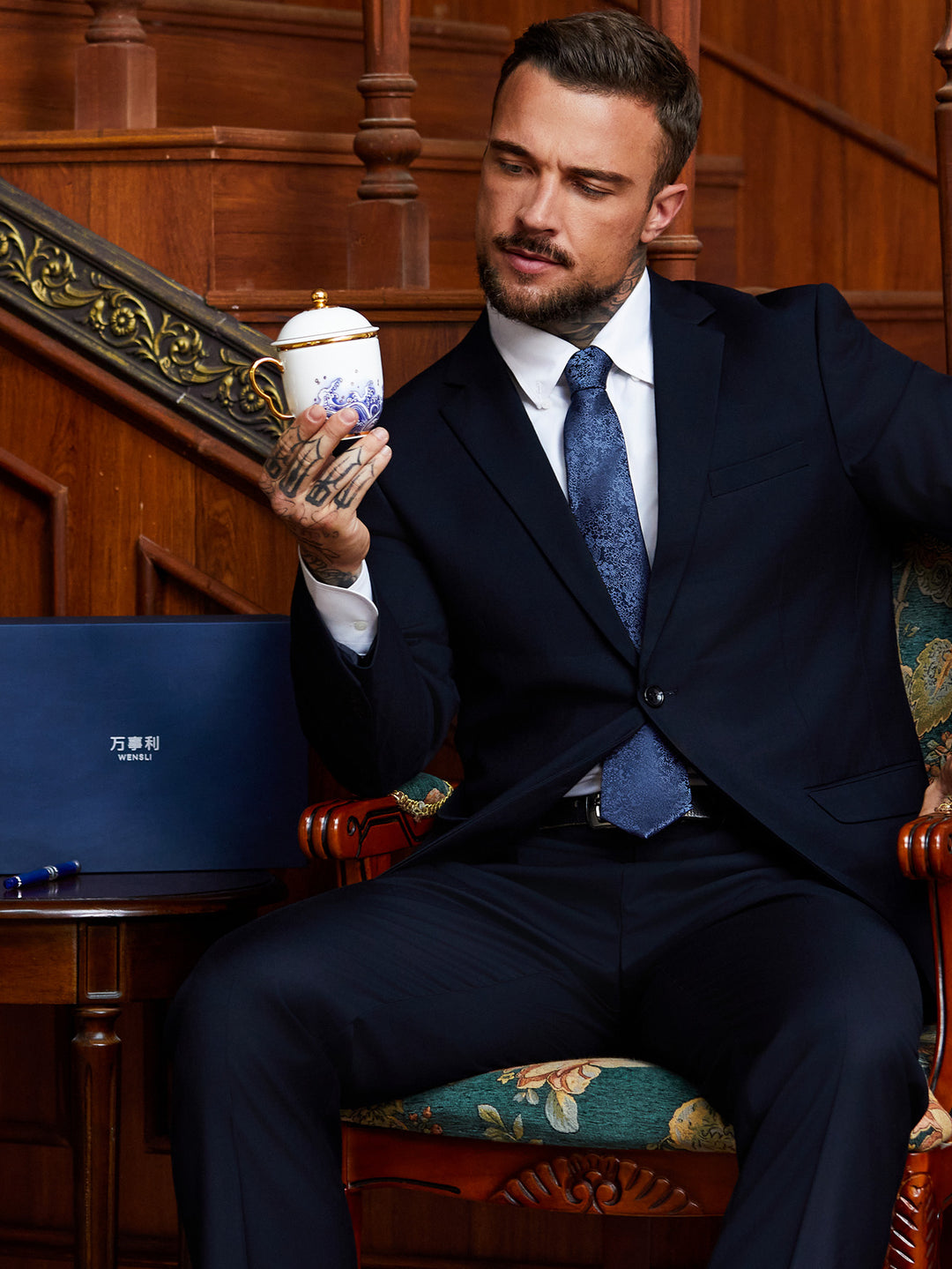 Monarch's Presence Gift Set | Silk Tie & Porcelain | Executive Business Collection
