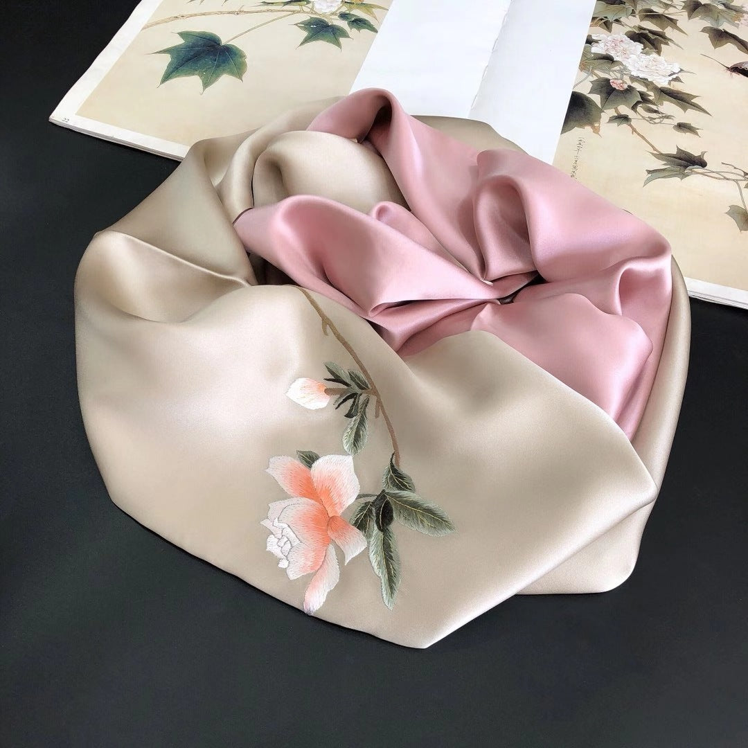 Exquisite Hand-Embroidered Silk Scarf - C&P Yomkey