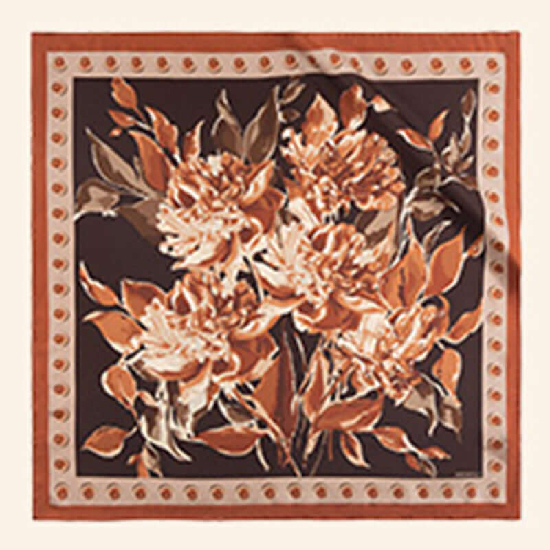 Luxurious silk scarf with exquisite peony design, inspired by the Forbidden City, for the modern woman.