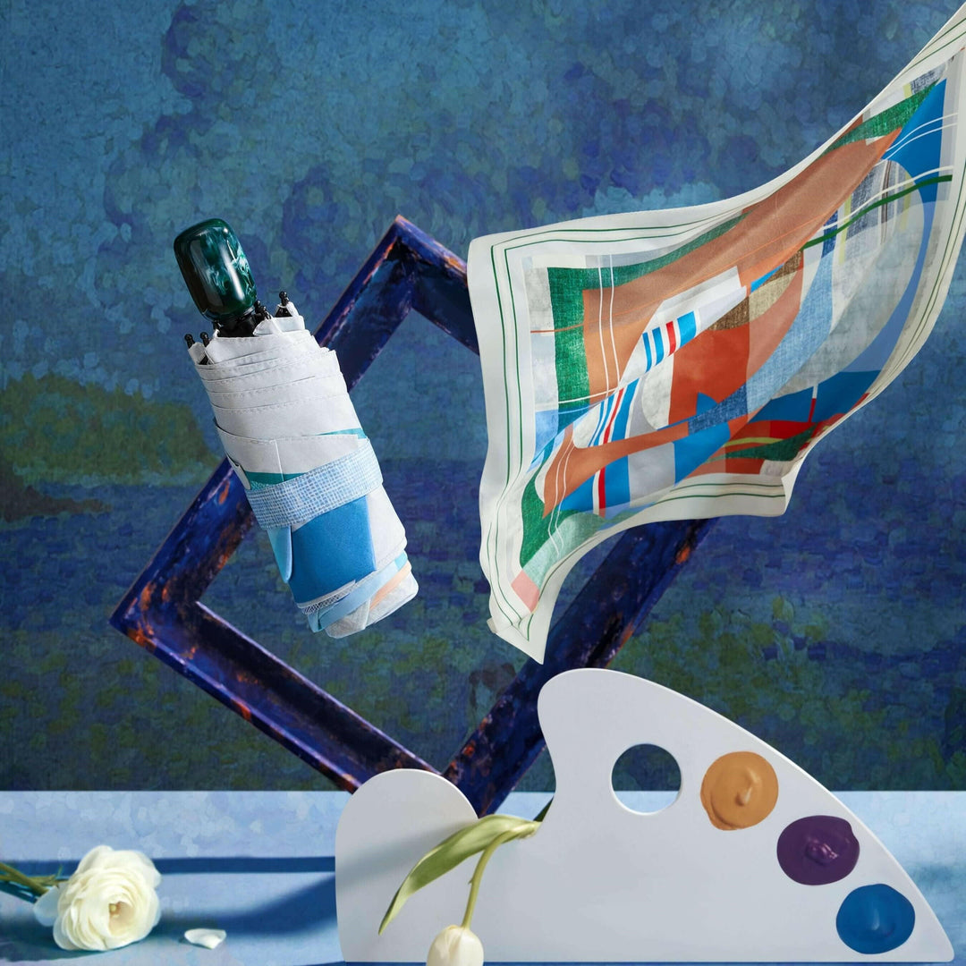 Monet-Inspired Silk Scarf & Umbrella Set: Elegance Meets Art