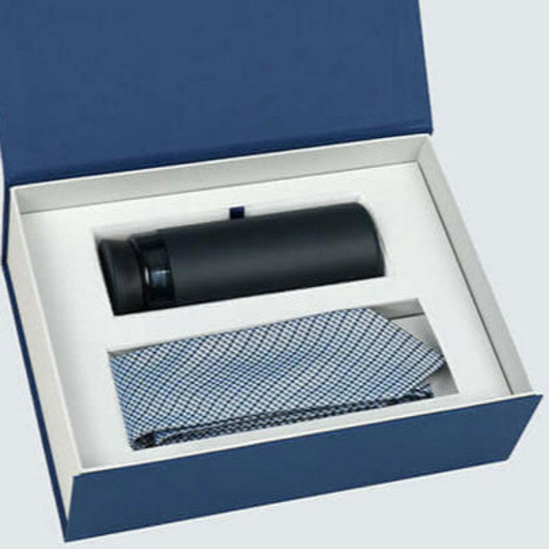 Exquisite Silk Tie and Insulated Tumbler Set in a blue box - The Ultimate Business Accessory for Modern Men