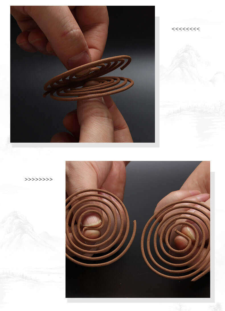 Hands holding Chinese incense coils from the exquisite high performance-price ratio collection