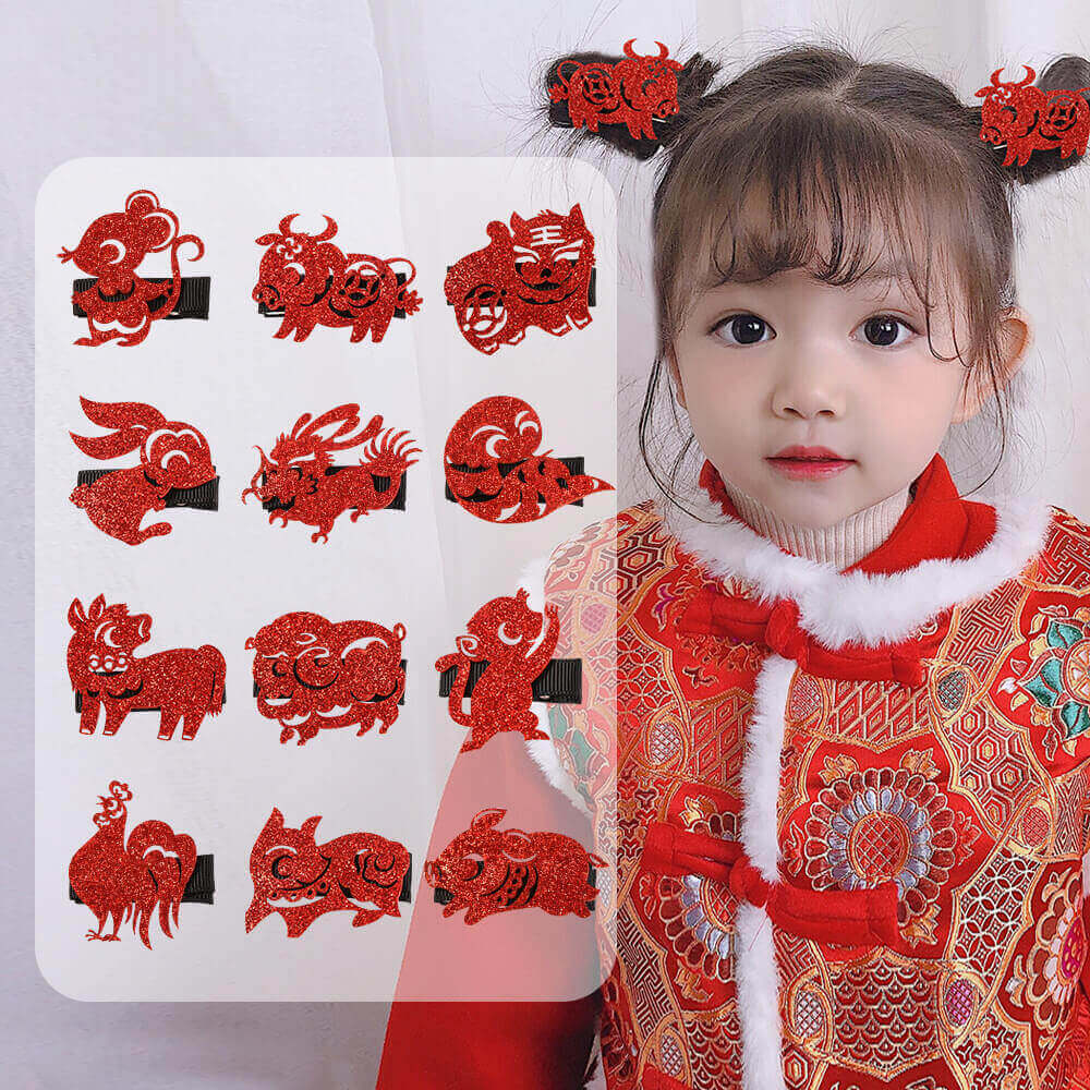 Adorable Sequined Hairclip With The 12 Chinese Zodiac Pattern - Yomkey