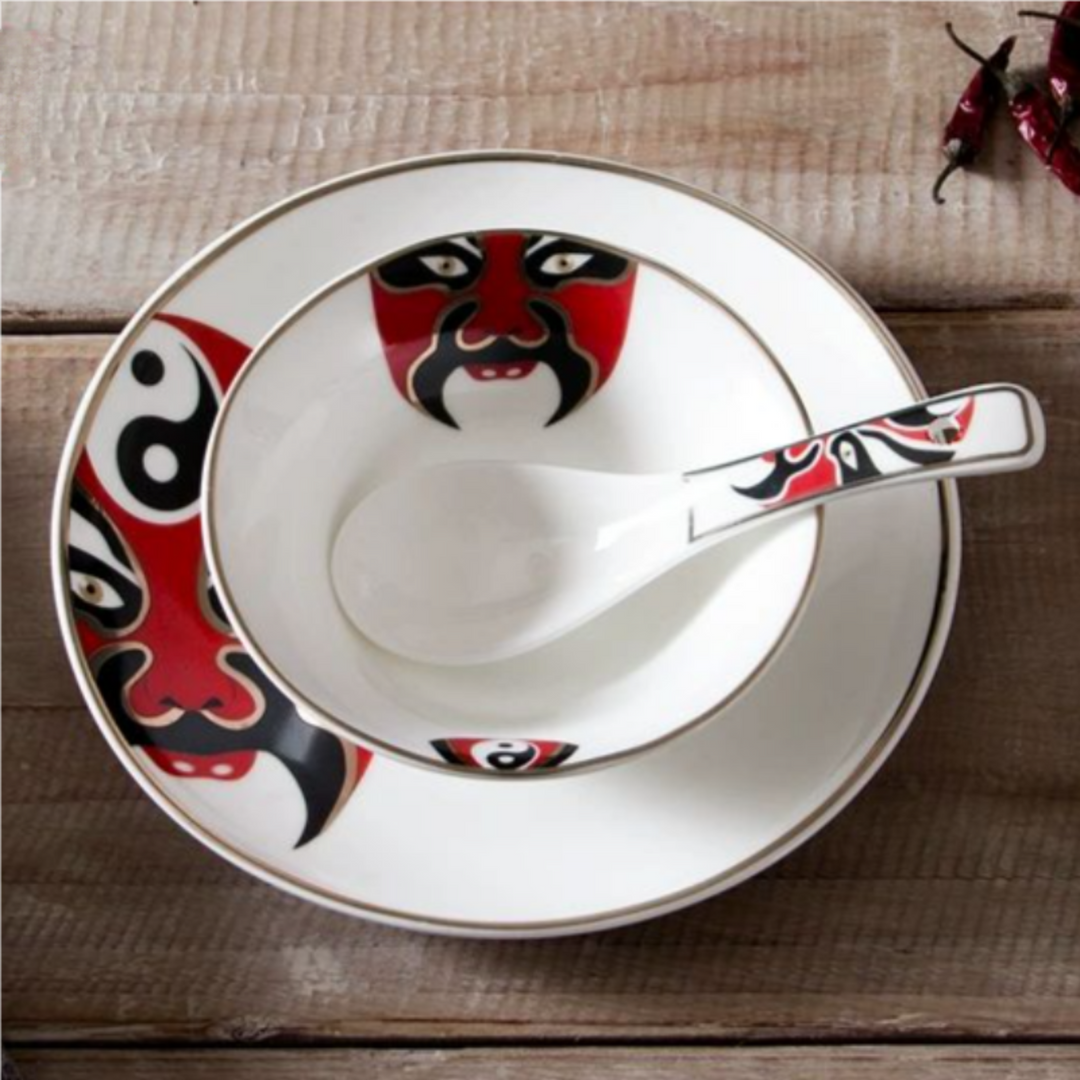 Elegant and Artistic Peking Opera Facial Makeup Ceramic Tableware