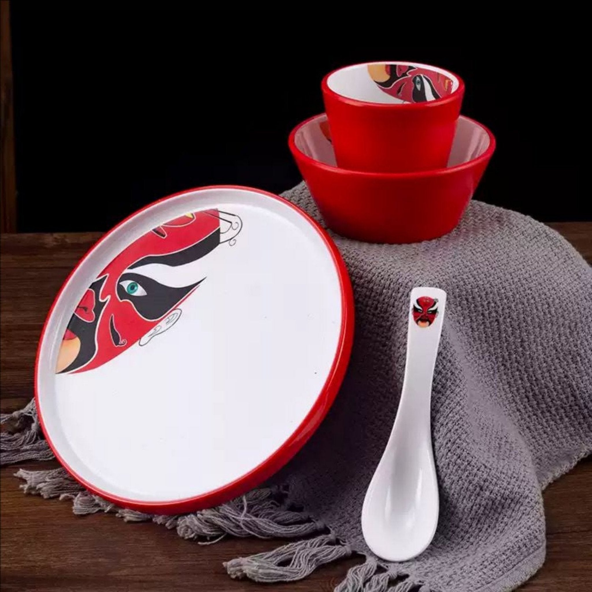 Elegant and Artistic Peking Opera Facial Makeup Ceramic Tableware