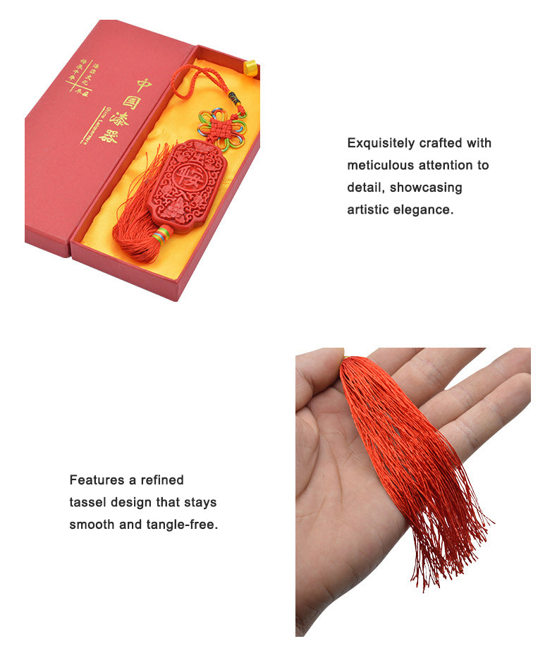 Lacquer Loong Car Charm: Hand-Carved Art & Safe Travel Amulet