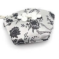 Silken Touch palm-sized Nanjing brocade wallet with traditional floral design and eco-friendly materials. Perfect for keys, cash, cards, and IDs.