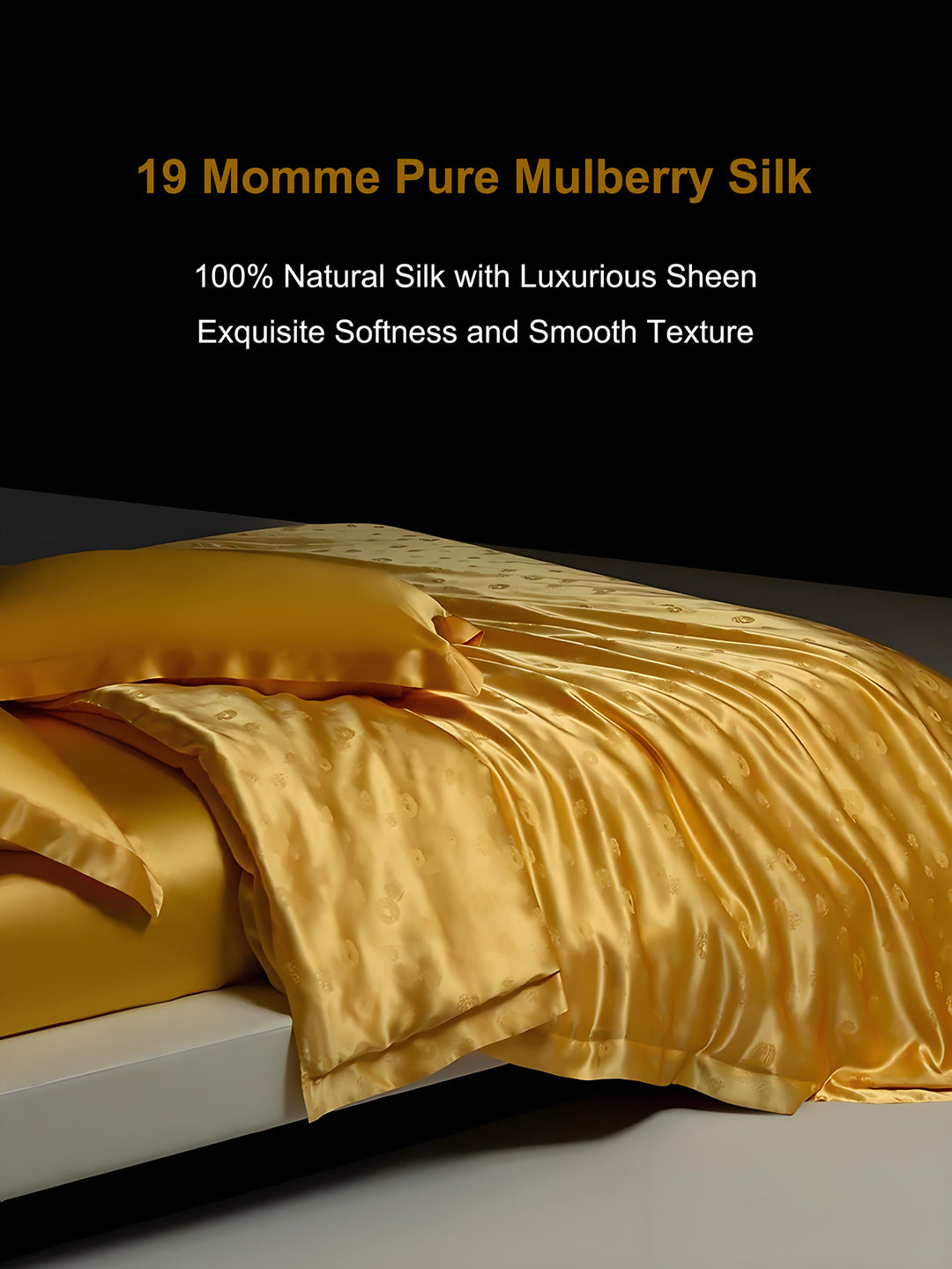 Luxury Bedding Ensemble Mulberry Silk Comforter Set with Jacquard Duvet Cover and Sheets, Wensli Golden Silkworm No.1 Premium Silk Bed Set