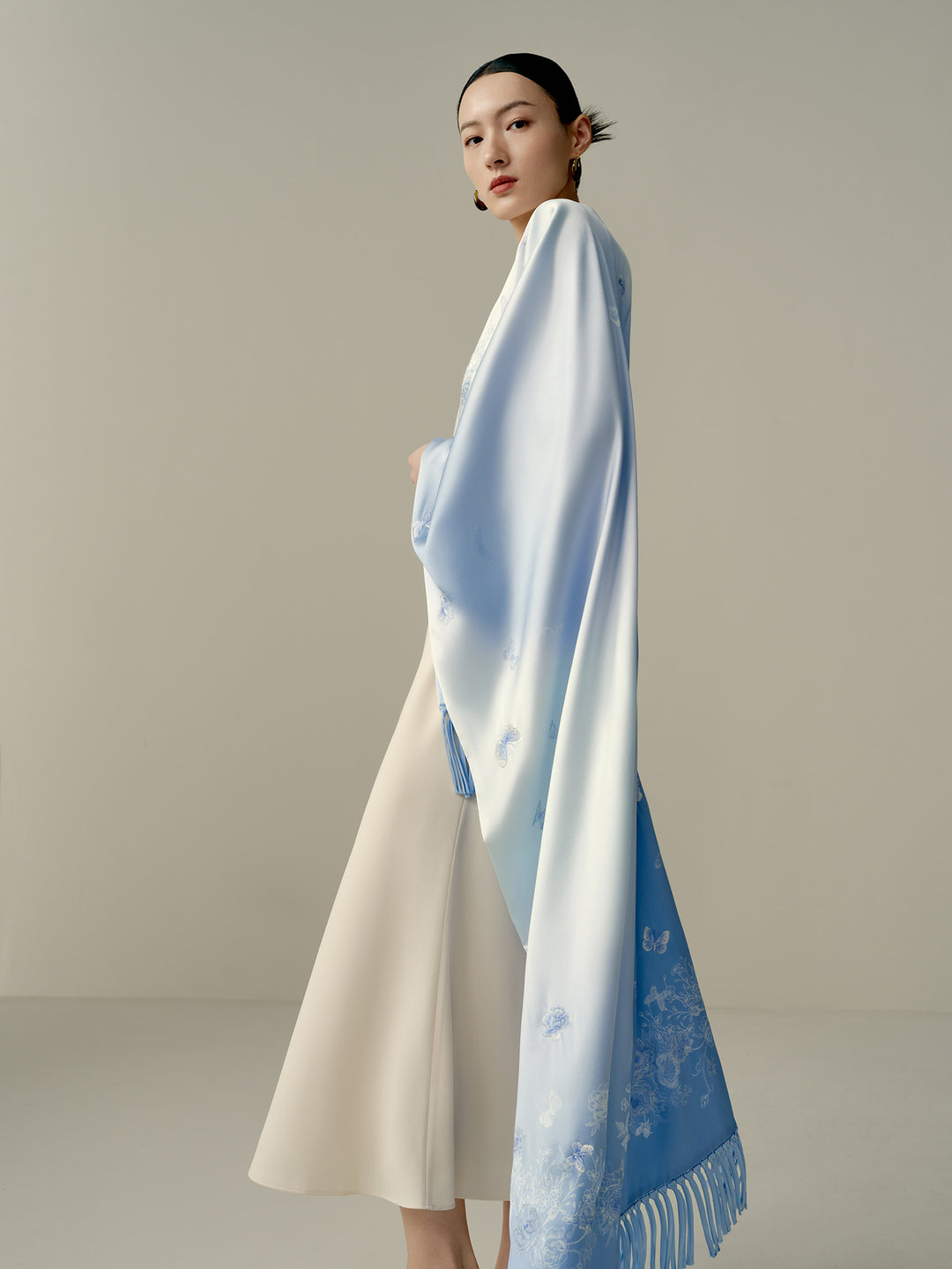 Luxury Mulberry Silk Scarf Gift Set, Dreaming with Painted Butterflies, Wensli New Collection