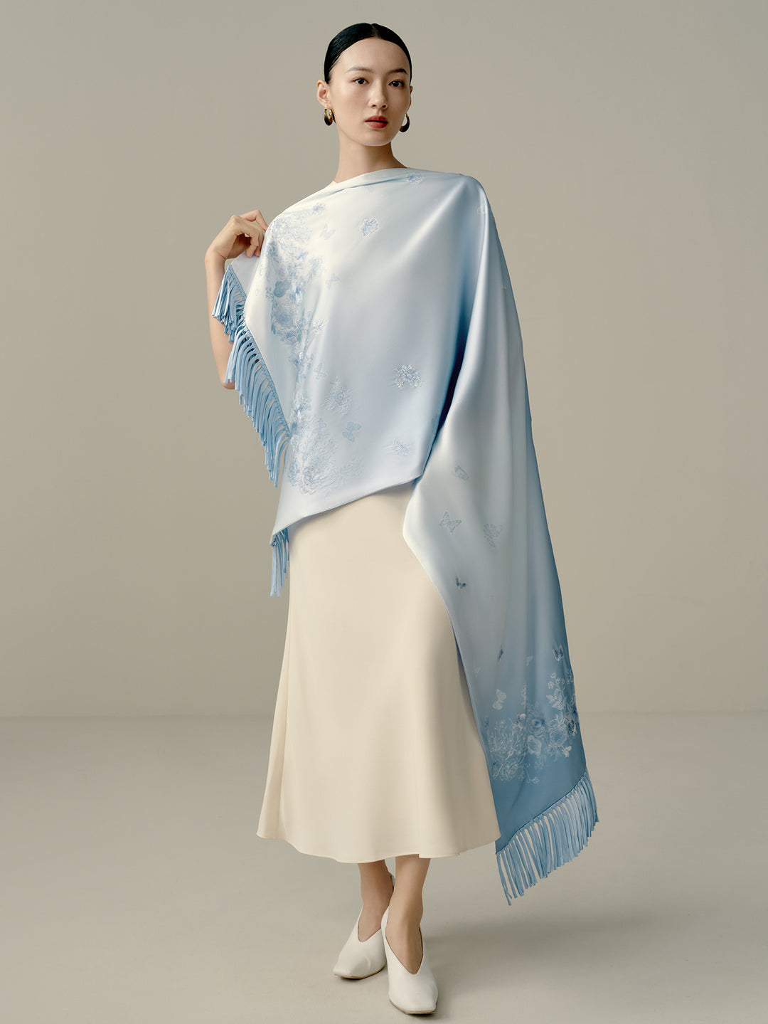Luxury Mulberry Silk Scarf Gift Set, Dreaming with Painted Butterflies, Wensli New Collection