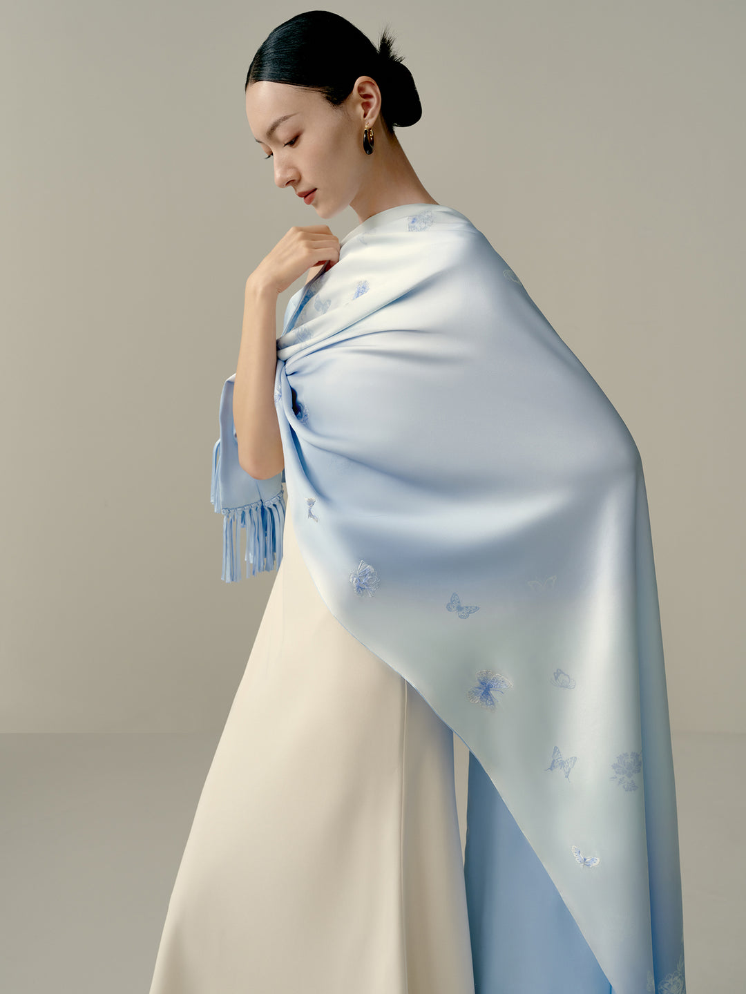 Luxury Mulberry Silk Scarf Gift Set, Dreaming with Painted Butterflies, Wensli New Collection