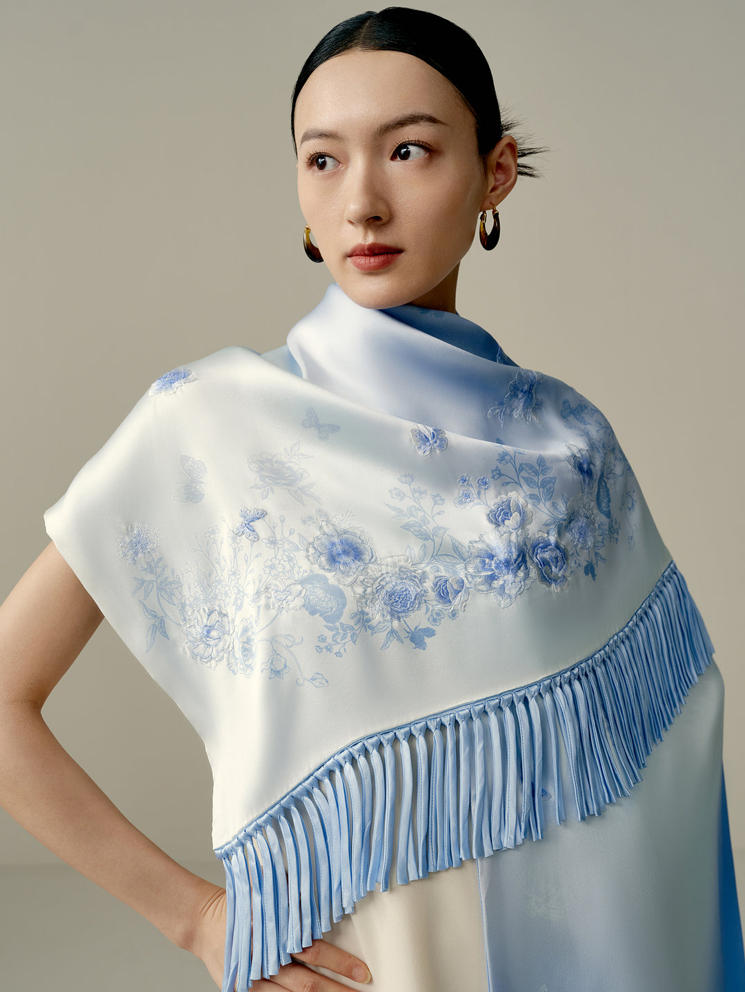 Luxury Mulberry Silk Scarf Gift Set, Dreaming with Painted Butterflies, Wensli New Collection