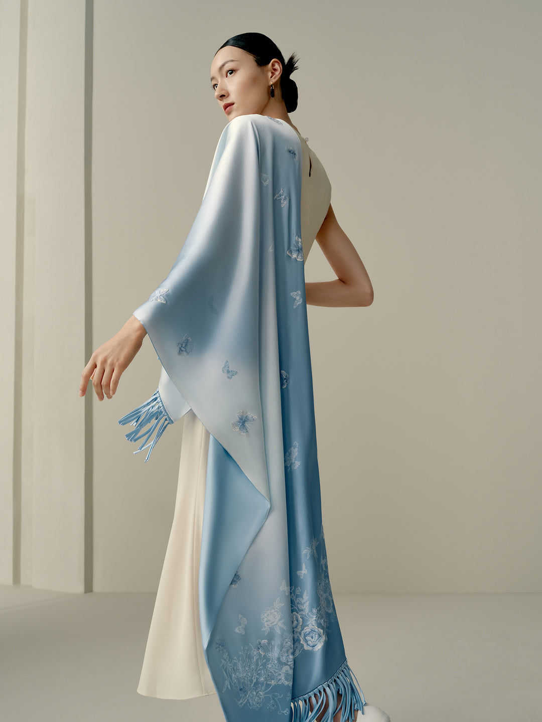 Luxury Mulberry Silk Scarf Gift Set, Dreaming with Painted Butterflies, Wensli New Collection