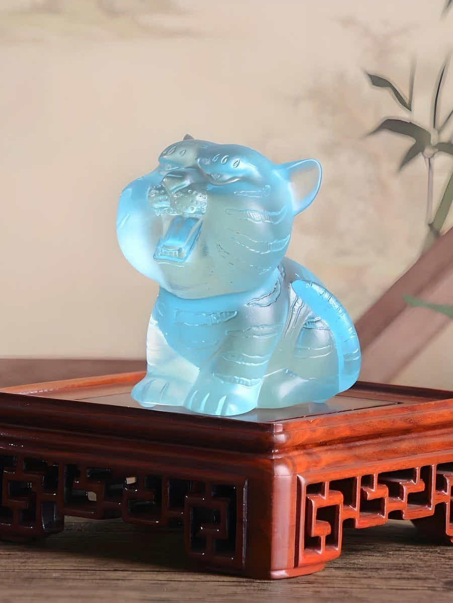 Ancient Art Liuli Tiger: Hand - Polished Crystal, Guardian Symbol - Yomkey