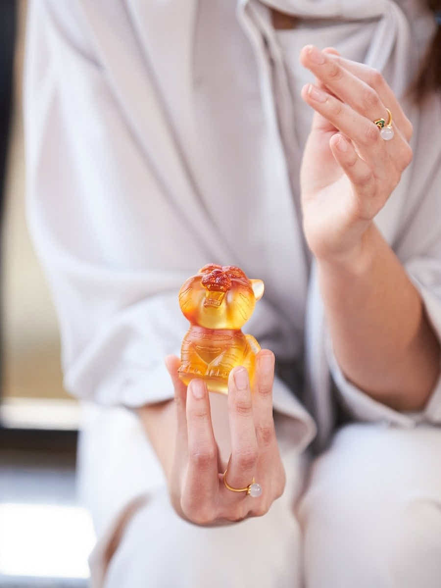 Ancient Art Liuli Tiger: Hand - Polished Crystal, Guardian Symbol - Yomkey