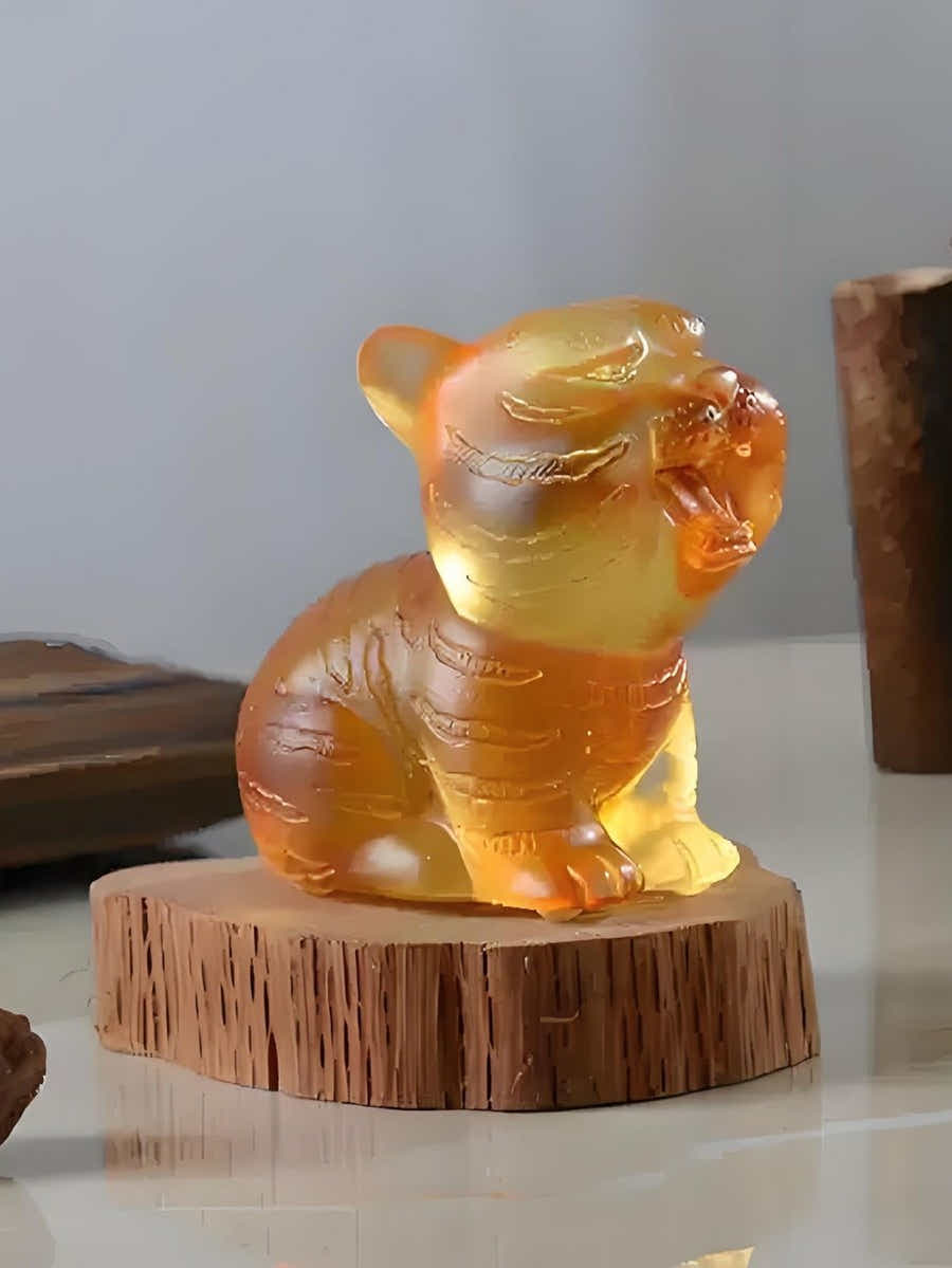 Ancient Art Liuli Tiger: Hand - Polished Crystal, Guardian Symbol - Yomkey