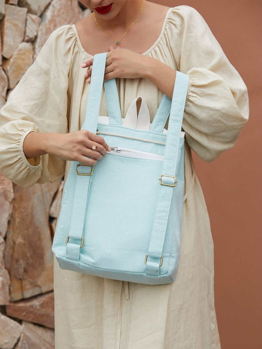 Artisanal Morning Glory Su Xiu Embroidery Lightweight Durable Linen Backpack - Yomkey