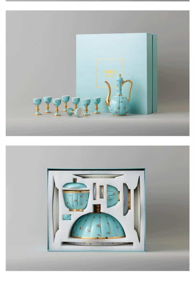 Chinese National Porcelain Set: Underglaze Gold Art & Noble Luxury - Yomkey