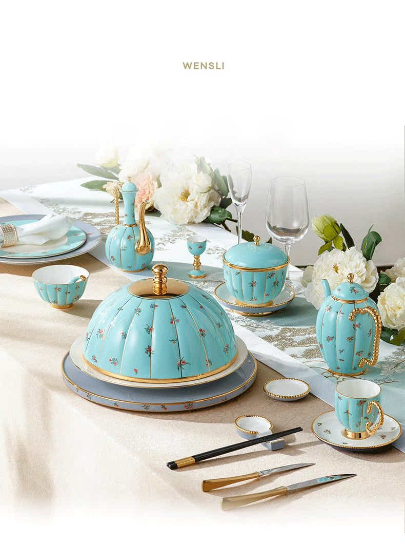 Chinese National Porcelain Set: Underglaze Gold Art & Noble Luxury - Yomkey