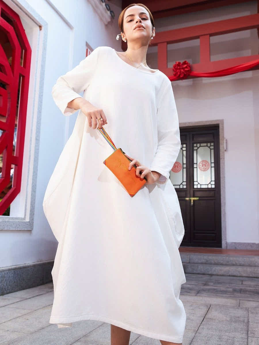 Deep Brown Embroidered Linen Tote: Tibetan Prosperity Symbol & Eco - Durable - Yomkey